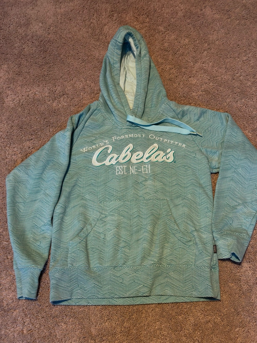 Cabela's Teal Chevron-Pattern Pullover Hoodie